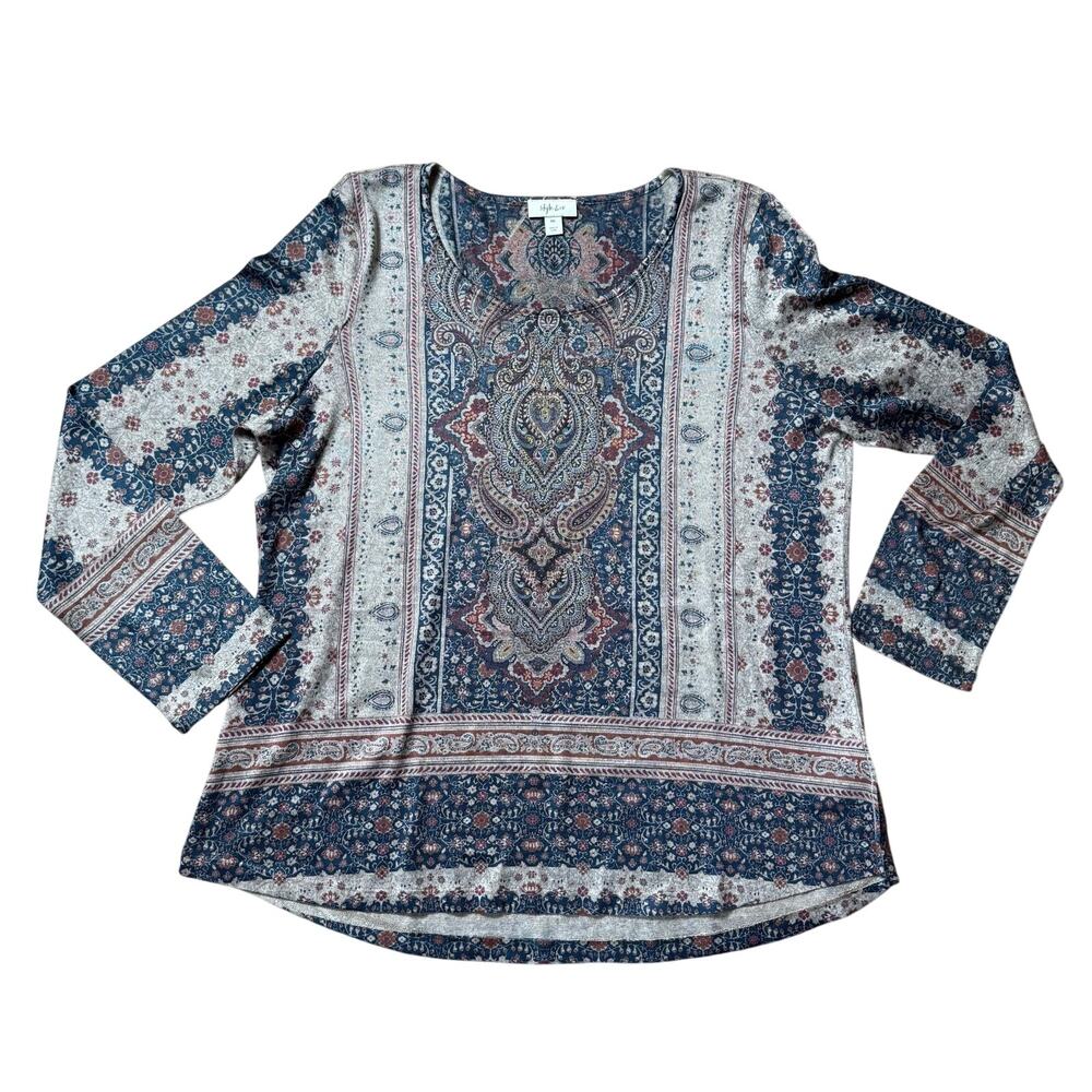 Paisley Boho Tunic Sweater SZ XXL Light Weight Style&Co Long Sleeve Crew Neck